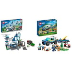 LEGO 60316 City Police Station with Van, Garbage Truck & Helicopter Toys, Gifts for 6 Plus & 60369 City Mobile Police Dog Training Set, SUV Toy Car with Trailer