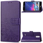 Kihying Leather Phone Case for LG K8 2017 Case Cover Flip Wallet Stand and Card Slots (Purple - SD04)