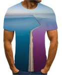 3D new popular animation landscape creative art design colorful funny T-shirt for men's short sleeve street style-L
