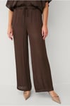 Ellos Collection - Pull on-byxor i satin - Brun