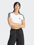 adidas Sportswear Womens 3 Stripe Baby T-Shirt - White, White, Size L, Women