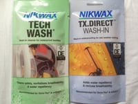 Nikwax Tech Wash & TX Direct POUCH Twin Pack Cleaning Waterproof Outdoor Jacket