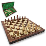 Shakkipeli shakkilauta puinen korkealaatuinen - shakkilautasetti taitettava shakkinappuloilla isot lapsille ja aikuisille 48 X 48 cm