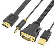 VGA til HDMI + Minijack kabel - 5 m
