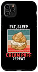 Coque pour iPhone 11 Pro Max Retro Eat, Crème pour le sommeil Puff Repeat Vintage Cream Puff Lover