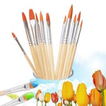 12 PCS Paint Brushes for Acrylic Paint Brush with Wood Palette Artist Paint Brushes Set Kids Watercolour Paint Brush Set Round Pointed Tip Paint Brushes for Oil Painting Craft Clay Art Kids Artists
