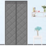 Insulated Magnetic Screen Door, Insulation Windproof Cotton Magnetic Screen Door Folding Door Without Drilling, for Air Conditioner Heater Room/Kitchen -Gray-85x205CM