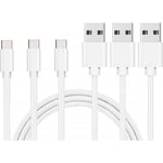 Cable USB-C pour Oppo Find X2 Lite / Find X2 Neo / Find X2 Pro - Nylon Tressé Argent Blanc 1 Mètre [LOT 3] Phonillico®