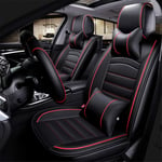 MAWA Cartoon Full Sst Universal Fit 5 Seats Car Surrounded Waterproof Leather Car Seat Covers Protector Adjustable Removable Auto Seat Cushions,Black