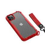 Clear Back Cover with Heavy Duty Shockproof TPU Bumper Phone Case, Suitable For Iphone12 Series Phones (Red, iphone 12 mini)
