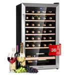 Wine Cooler Beverage Fridge Wine Drinks Bar Glass Door 36 Bottles Touch Silver