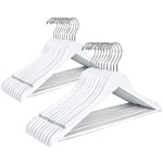 ARLYSING Pack of 20 White Wooden Coat Hangers, 44.5 cm Solid Lotus Wood Hanger With Extra Smooth Finish, Clothes Hanger Suit Hanger with Non Slip Trouser Bar Swivel Hook