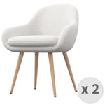 Chaise en tissu bouclette Ecru et pieds métal décor bois (x2)