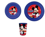 Mickey Mouse 3 Piece Meal Set with Plate, Bowl and Tumbler