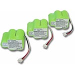 VHBW 3x Vhbw Ni-MH Batterie 3300mAh (6V) pour aspirateur Ecovacs Deebot D62, D63, D65, D73, D73n, D76, D77, D79 Remplace: 945-0006, 945-0024, 205-0001