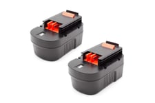 vhbw 2x NiMH batterie 1500mAh (14.4V) pour outil électrique outil Powertools Tools Black & Decker FS1402D, FS14PS, FS14PSK, HP142K, HP142KD