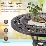 Bistrobord av gjuten aluminium, väderbeständigt balkongbord med paraplyhål 61 x 61 x 71 cm kopparröd