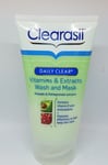 6x CLEARASIL DAILY CLEAR VITAMINS & EXTRACTS WASH AND MASK 150ML NEW (AVOCADO)