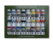 Vallejo 70.140, 17 Ml, Svart, Blå, Brun, Hud, Guld, Grön, Orange, Lila, Röd, Silver, Vit, Gul, Matt, Flaska
