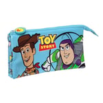 Tredobbelt bæretaske Toy Story Ready to play Lyseblå (22 x 12 x 3 cm)