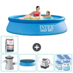 Intex Pyöreä puhallettava Easy Set uima-allas - 244 x 61 cm - Sininen - Sisältää pumpun Peite - Suolavesijärjestelmä - Suodattimet - Allas suolaa Tar
