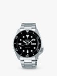Seiko SRPD55K1 Men's 5 Sports Automatic Day Date Bracelet Strap Watch, Silver/Black