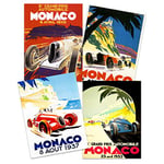 Artery8 Monaco Grand Prix Classic Racing Motor Sport Advert 1930s Home Decor Premium Wall Art Poster Pack of 4