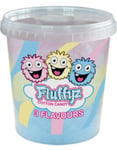 Fluffyz Cotton Candy 3 Smaker - Sockervadd i Hink med Banan, Blåbär och Jordgubbssmak 50 gram