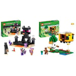LEGO 21242 Minecraft The End Arena & 21241 Minecraft The Bee Cottage Construction Toy, Easter Gifts for Kids, Boys & Girls with Buildable Farm House, Baby Zombie and Animal Figures