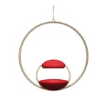 Hanging Hoop Chair, Borstad Mässing, Kvadrat Divina 3 Red - 100% Ull