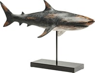 Kare Design Deco Figurine Shark Base, grey, polyresin, steel lacquered, room decor, home decor for living room, bedroom, hallway, 38,5x59x24cm (H/W/D)