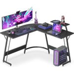 CUBIKER Bureau d'angle Gamer Gaming Informatique - 130*130cm Table Forme l Angle avec Petit Support d'écran, Grand Espace Rangement pour Etudier,
