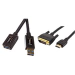 Amazon Basics Rallonge Câble USB 3.0 mâle A vers Femelle A 1 m & Câble Adaptateur 2.0 HDMI vers DVI 0,9 m (Pas pour la Connexion aux Ports SCART ou VGA)