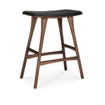 Ethnicraft - Osso Counter Stool - Varnished Teak - Brown - Black Leather 57/33/69 - Barstolar & barpallar - Alain Van Havre - Brun - Trä