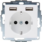 Kopp HK07 - Prise de courant encastrée avec 2 prises de charge USB, couleur blanc arctique mat - (1 pièce)