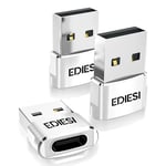 EDIESI, Adaptateur USB C vers USB, Pack 3, pour Chargement Rapide et synchronisation des données, Compatible iPhone 15/14/13, iPad, Galaxy, CarPlay, AirPods (Blanc)