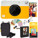 KODAK Printomatic Instant Camera (Yellow) Deluxe Bundle + Zink Paper (20 Sheets) Case - Photo Album