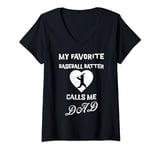 Womens My Favorite Baseball Batter Player calls me Dad Father's Day V-Neck T-Shirt