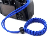 BLUE Braided Paracord Wrist Strap Lanyard DSLR Camera Bridge Compact - UK STOCK