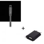 Pack Chargeur Pour Blackberry Priv Smartphone Micro Usb (Cable Smiley Led + Prise Secteur Usb) Android Connecteur - Noir