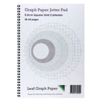 A4 Graph Paper 5mm 0.5cm Squared Jotter Pad, 50 Pages Cartesian Style, Grey Grid