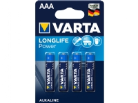 Varta Longlife Power AAA, Engångsbatteri, AAA, Alkalisk, 1,5 V, 4 styck, Blå, Multifärg