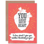 Valentines Day Throbbing Organ Greetings Card Plus Envelope Blank inside