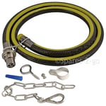 UNIVERSAL Oven Gas Supply Hose Bayonet Straight + Safety Chain LPG 5ft x 1/2"