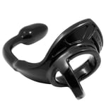 Perfect Fit Armour Black Small Tug Lock Cock/Penis Ring With Butt Plug