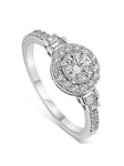 The Love Silver Collection Sterling Silver Cubic Zirconia Mixed Cut Vintage Halo Ring, Silver, Size N, Women