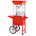 Royal Catering Popcornmaskin med vogn - Retrodesign 150 / 180 °C rød
