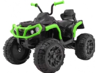 Fyrhjulig ATV 2,4 GHz batteridriven för barn Svart och grön + fjärrkontroll + EVA-hjul + MP3-radio + långsam start