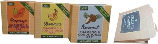 3 x XHC Shampoo & Conditioner Bar - No Plastic Waste - Coconut, Banana & Papaya