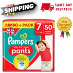 Pampers Baby-Dry Pants Nappy Disposable Nappies Size 7 Jumbo+ 50 Pack 17kg+ Uk